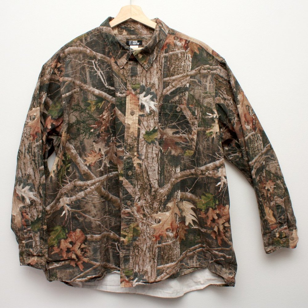 Ridge Hunter Men's Long Sleeve Button Front Camo Hunting Shirt 3XL Brown